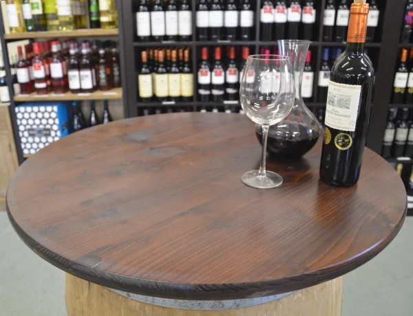 Eichenlasur Temesso Tischplatte aus Holz für Weinfass Stehtisch D80 oder D100 cm D80 cm mit Vorbohrung Ink. Schrauben 